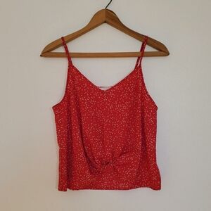 Lush Red Camisole with Knot Detail Floral S Small